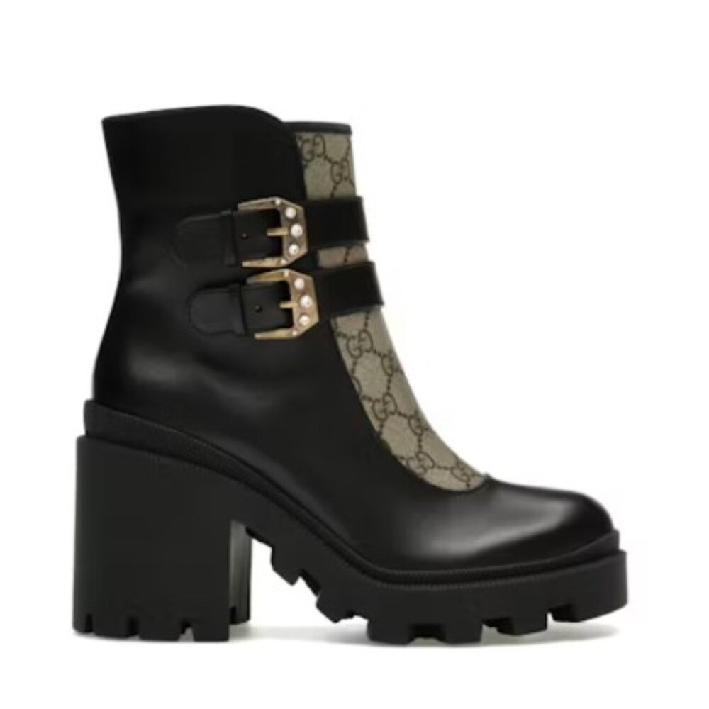 Gucci Kensington Nappa Samoa Ankle Boots with Buckle Detail